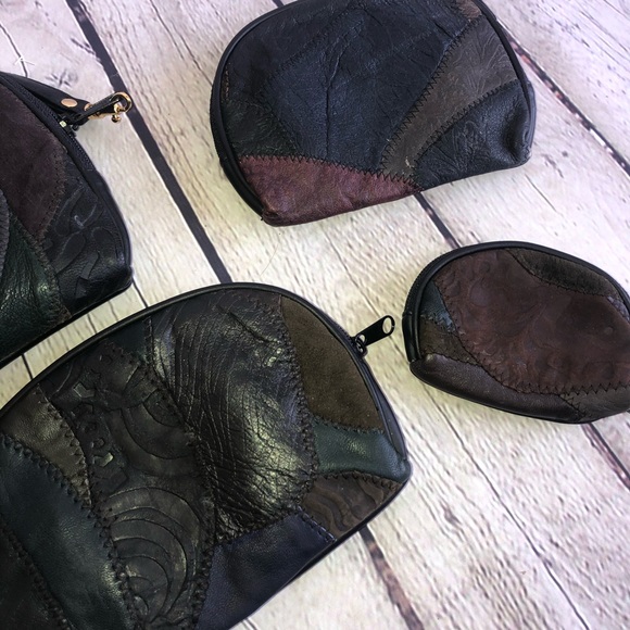 Set of 4 Leather Nesting Zipper Bags - Picture 3 of 3